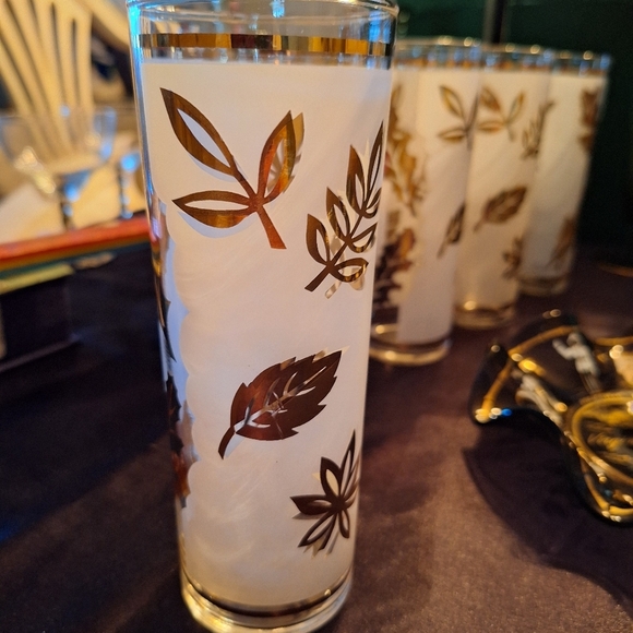 Vintage Libbey Golden Foliage Tom Collins signed Starlite glasses - Picture 6 of 13